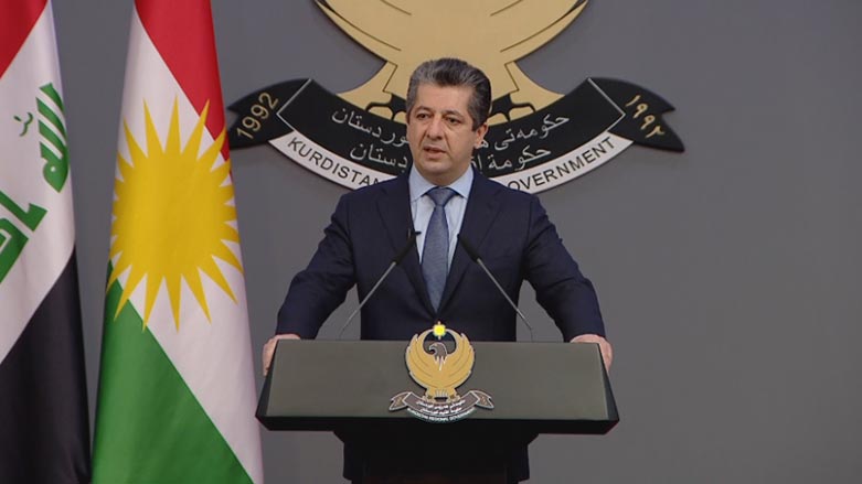 Kurdistan Region Prime Minister Masrour Barzani speaks during a press conference in the capital Erbil. (Photo: KRG)